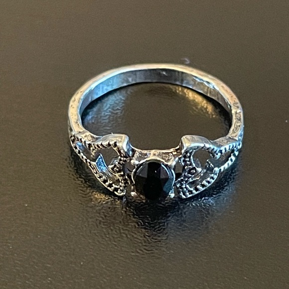 Jewelry - Black onyx silver plated ring size 6.5